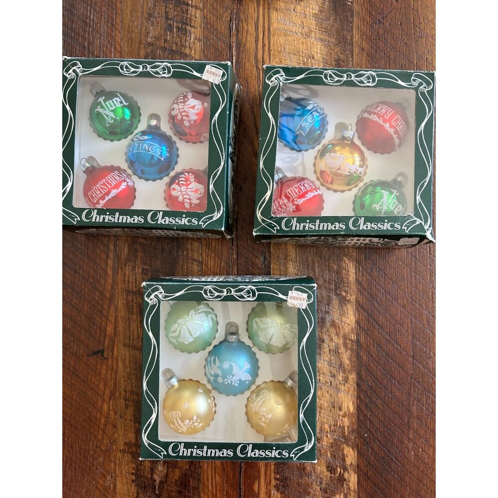 Vintage Christmas Classics Glass Baubles Set Of 15